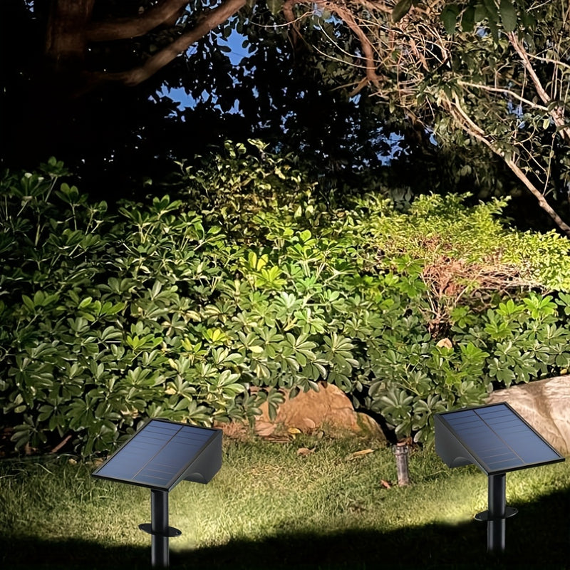 Pack de 4 Luces Solares para Jardín Exterior, Luces para Árboles y Paisajes de Villa con 66 LEDs, Foco Solar Impermeable IP65 sin Control Remoto