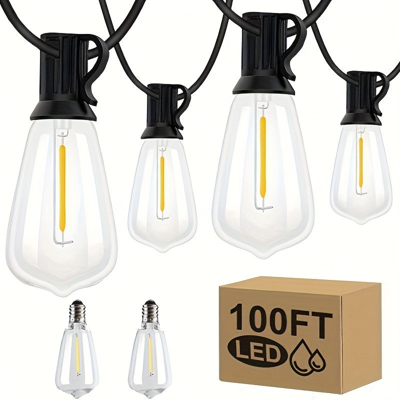 Luces LED en cadena ST38, 30.48 metros, incluye 48 bombillas + 2 extras, conectables, ideales para decorar tu jardín en Navidad y Halloween, sin batería