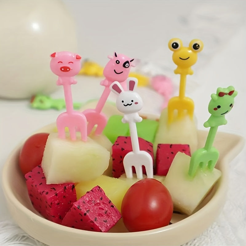 Set de mini tenedores de frutas con animales de caricatura, tenedores de postre de plástico para decoración de fiestas, pasteles, aperitivos - Paquete de 10/20/30 unidades