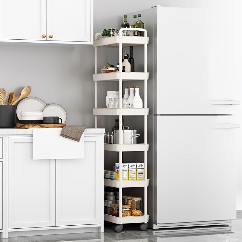 Carro de almacenamiento de 3 niveles con ruedas - Organizador versátil para cocina, baño y sala de estar - Plástico duradero, diseño ahorrador de espacio, Carro de almacenamiento de cocina | Organizador multiplano | Carro de almacenamiento de plástico, C