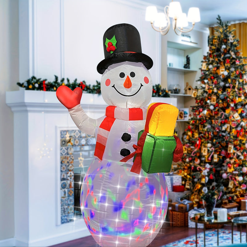 WAYDEKO Muñeco de nieve inflable navideño con ventilador integrado y estacas, iluminado, enchufable, 100-240V, decoración de tela para interiores/exteriores, decoración festiva para salón y fiestas, inflables navideños