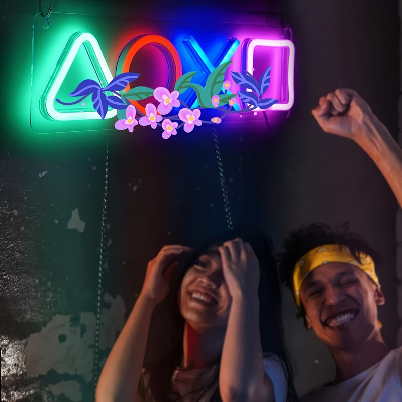 1 pieza de Luz Neón LED Geométrica Nocturna de Anime, Decoración de Pared con Alimentación USB para Adolescentes, Sala de Juegos, Dormitorio, Fiesta, Cumpleaños, Navidad, Halloween, Pascua, San Valentín, Niños y Niñas, Arte Creativo, Diseño Acrílico Segu