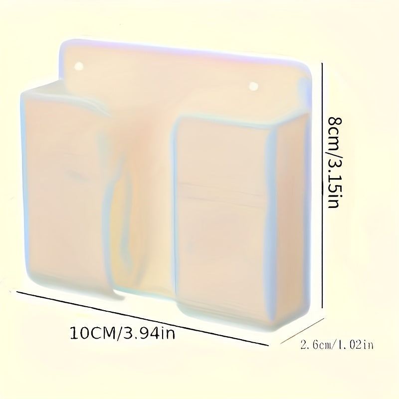 1pc Soporte de teléfono montado en la pared, material PC adhesivo, sin taladro, almacenamiento de control remoto, hecho de otro plástico, para baño, cocina, habitación de hotel - Estación de carga de teléfono inteligente