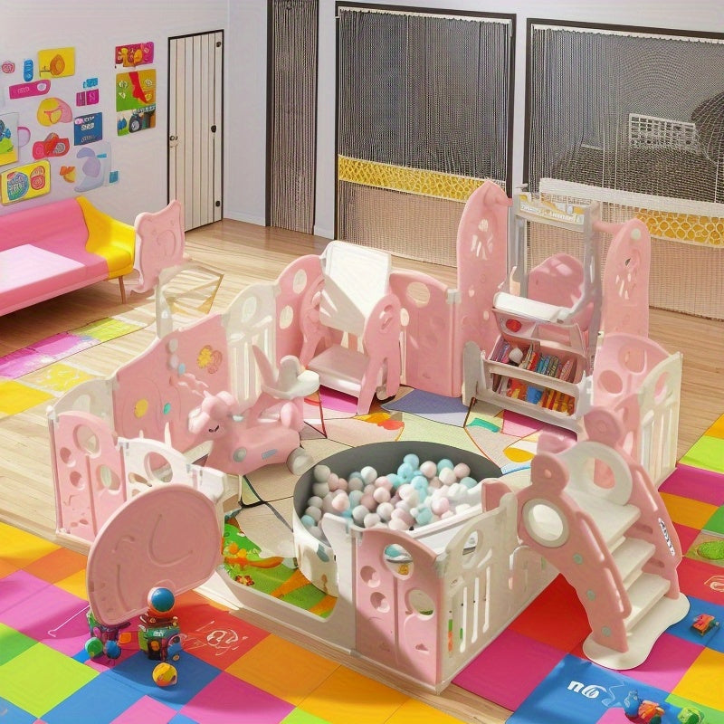 Parque grande, zona de ensueño rosa y blanca para padres e hijos, parque plegable para bebés y niños pequeños, grandes corralitos para infantes y niñas, pequeño parque infantil plegable