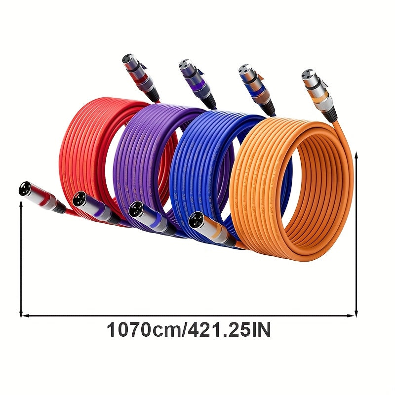 4 piezas de cable XLR 10.67 metros/6.1 metros/4.57 metros, cable DMX balanceado macho a hembra, adecuado para micrófonos, estaciones de radio, iluminación escénica, material de cobre libre de oxígeno, cable para vlogs y grabación con cubierta PVC, modelo