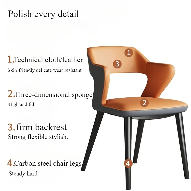 Silla de comedor de cuero negro inspirada en Francia, 1 pieza, con cojín de esponja - Marco de metal moderno, diseño hueco elegante para el hogar, restaurantes, cafeterías y eventos de estilo occidental, muebles de comedor, estilo contemporáneo chic, art