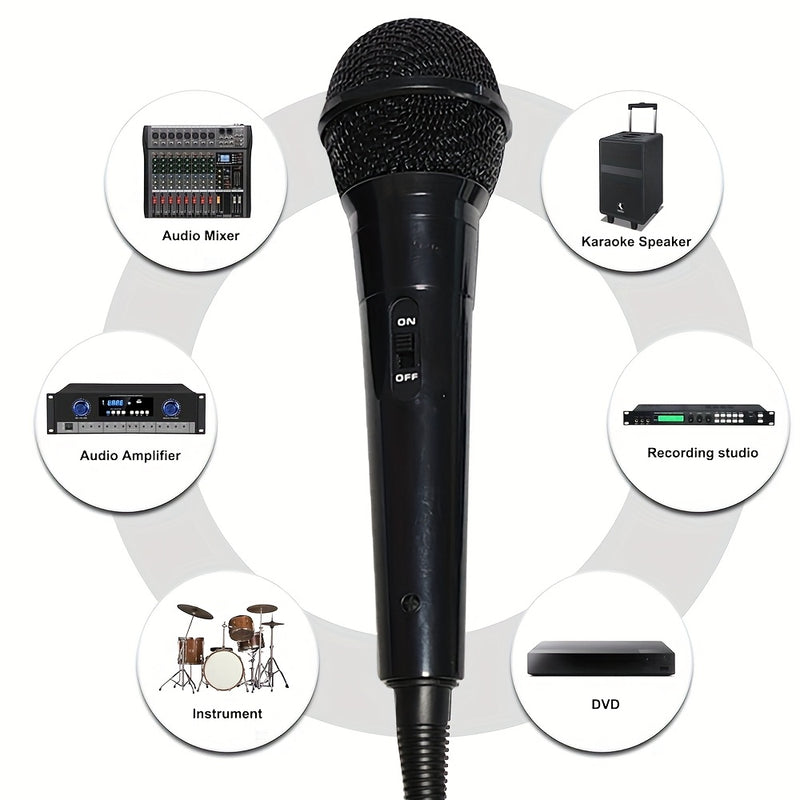 Micrófono de mano negro con cable y cubierta de espuma - Micrófono dinámico cardioide para karaoke, canto y oratoria | Ideal para entretenimiento en casa y uso profesional, micrófono de karaoke | Grado profesional | Micrófono duradero