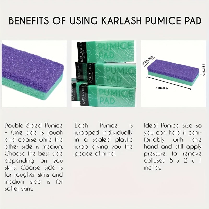 2 pares de set de cuidado para pies con piedra pómez doble cara, herramienta exfoliante reutilizable de polipropileno, fórmula sin alcohol, textura rugosa y suave, ideal para regalos de vuelta al cole o Día de la Madre
