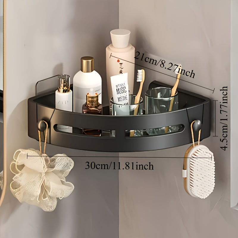 3 estantes de esquina para ducha de plástico negro, organizador de baño montado en la pared sin taladro para champú, jabón y más - diseño de 3 niveles ahorrador de espacio, ideal para cocina y baño, repisas para ducha