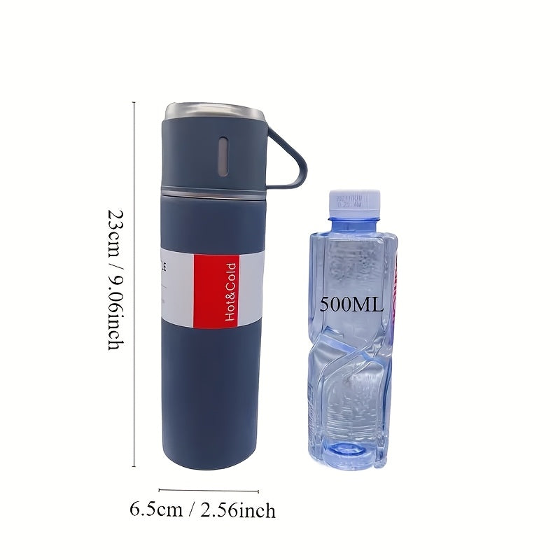 1 Juego de 16.9 onzas de botella de agua, juego de termo de vacío aislado de acero inoxidable - Taza de viaje con tapa, mantiene los bebidos calientes o fríos durante horas, perfecto para actividades al aire libre y uso en la oficina, vaso de agua
