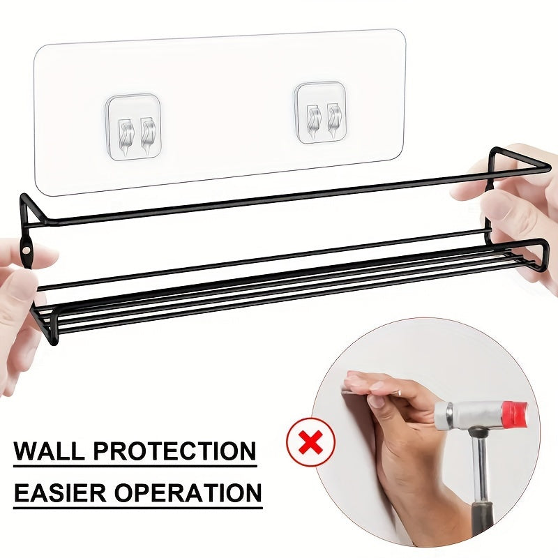 2pcs Soportes Adhesivos para Estante de Pared - Instalación Fácil Sin Taladro, Plástico Transparente Duradero, Accesorios de Almacenamiento Montados en la Pared Estilo Contemporáneo para Organización del Hogar y Oficina, Diseño Moderno de Ganchos Utilita