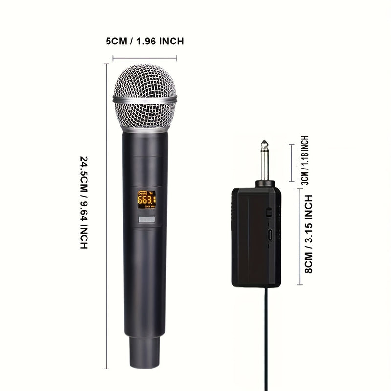 Micrófonos inalámbricos portátiles duales con batería recargable de iones de litio de 1500mAh, carga USB dinámica de micrófonos sin cable con conector de 6,35 mm, sonido claro para karaoke, bodas, fiestas, iglesia, enseñanza - Ideal regalo de Navidad