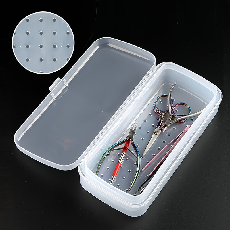 Caja de almacenamiento de desinfección grande para reparar herramientas de uñas, una caja de limpieza de plástico móvil con filtro, para herramientas de limpieza, para cajas de almacenamiento de plástico de uñas, sin herramientas incluidas, solo caja