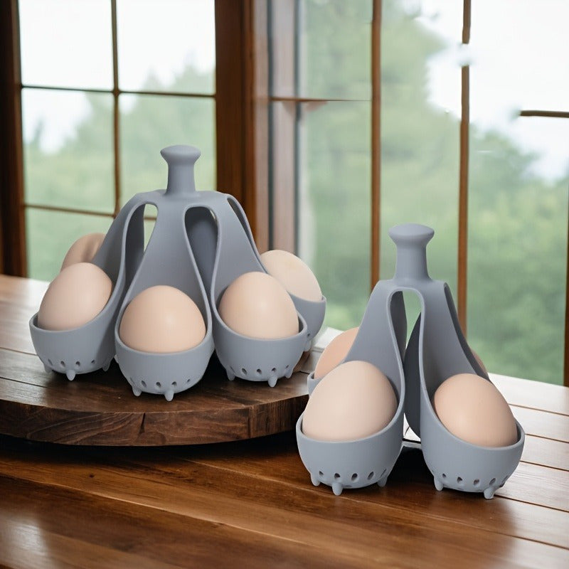 1pc Vaporera de Silicona Resistente a Altas Temperaturas con Mangos Ergonómicos y Agujeros de Ventilación - Segura para Alimentos, Portátil para Cocina en Casa, Camping, Desayuno Familiar, Herramienta de Cocina Compacta, Diseño Perforado