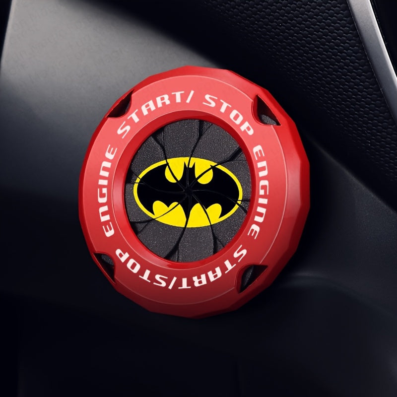 1 pieza de WB Batman, tapa de botón de arranque de coche, diseño redondeado giratorio, adecuado para botón de arranque/parada, mejora duradera de plástico interior, diseño de patrón audaz | Estuche protector duradero de plástico
