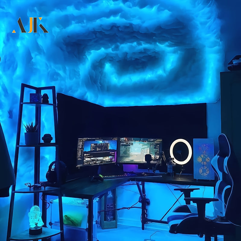 AJK 32FT Nube de luz en la nube, luz LED de nube de trueno 3D, luz de nube de colores de atmósfera nocturna, luz de nube creativa DIY para sala de juegos, garaje, club, luz de fiesta dj, hoteles, cafeterías