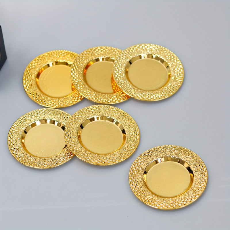 6 Posavasos con un diseño sólido de estilo del Medio Oriente - Adecuados para celebraciones de Eid al-Adha, Navidad, Acción de Gracias y Año Nuevo - Lavables a mano, de metal pulido y hechos de acero inoxidable