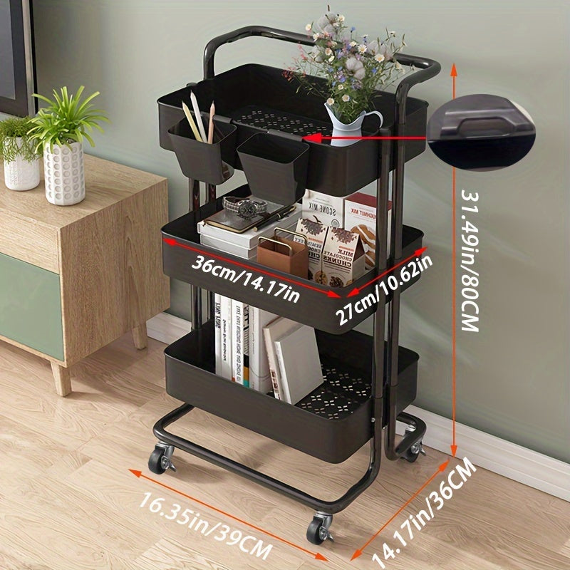 Carrito de Almacenamiento Versátil de 3 o 4 Niveles con Ruedas - Ideal para la Organización de Cocina, Baño y Lavandería