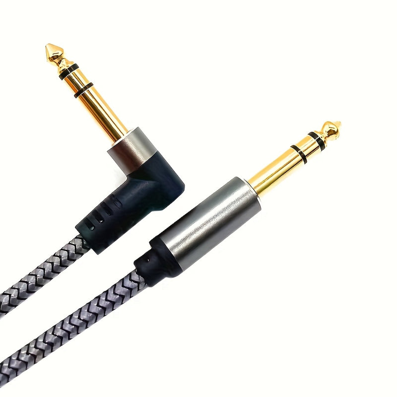Cable de audio de alta calidad 6.5 mm con doble blindaje - Cancelación de ruido, conectores redondos dorados y negros, ideal para guitarra, bajo, pedales de efectos y presentaciones en vivo, cable de audio profesional y duradero