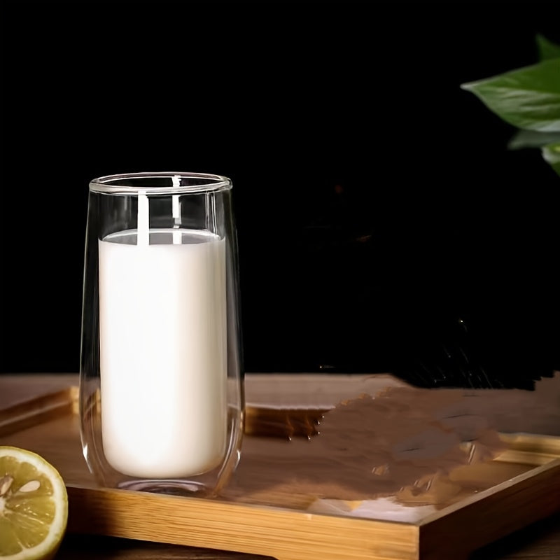 4/6 piezas Tazas de vidrio aislado de doble pared de borosilicato, sin plomo, reutilizables, redondas, seguras para congelador, multiusos, con seguridad para lavadora para uso en el hogar, vasos para leche y bebidas