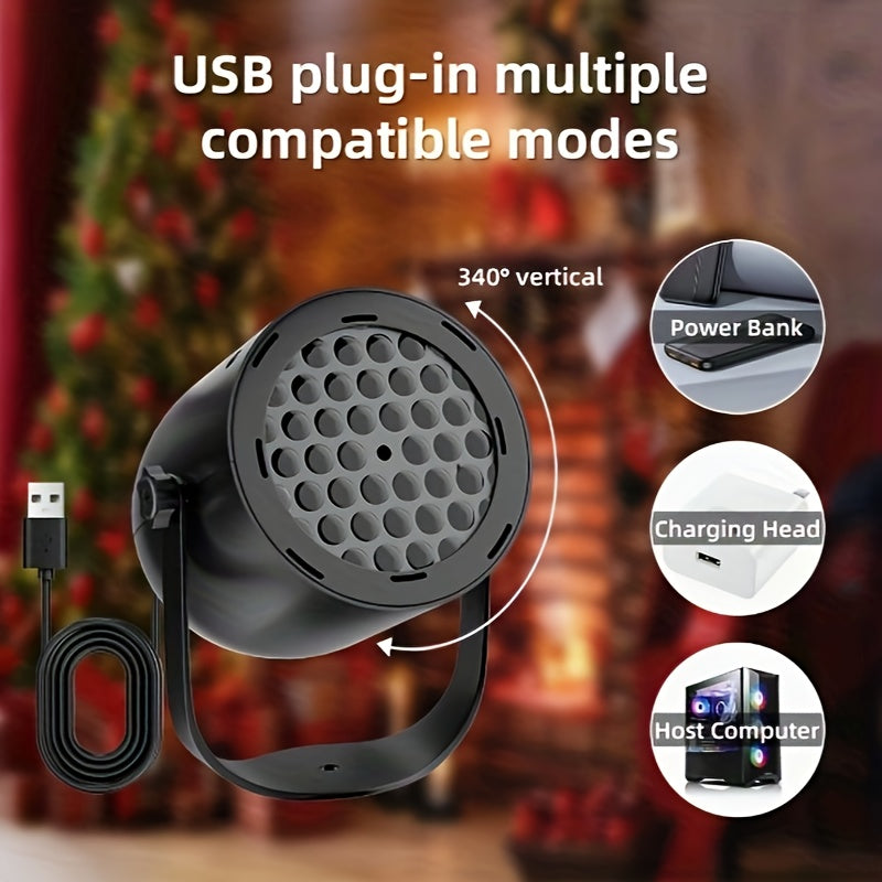 1 lámpara de proyección con copo de nieve en carcasa negra, alimentación USB, luz ambiental, ideal para Navidad, fiestas, Halloween, bodas y decoración interior. Perfecta para eventos, festividades y proyectos de habitaciones