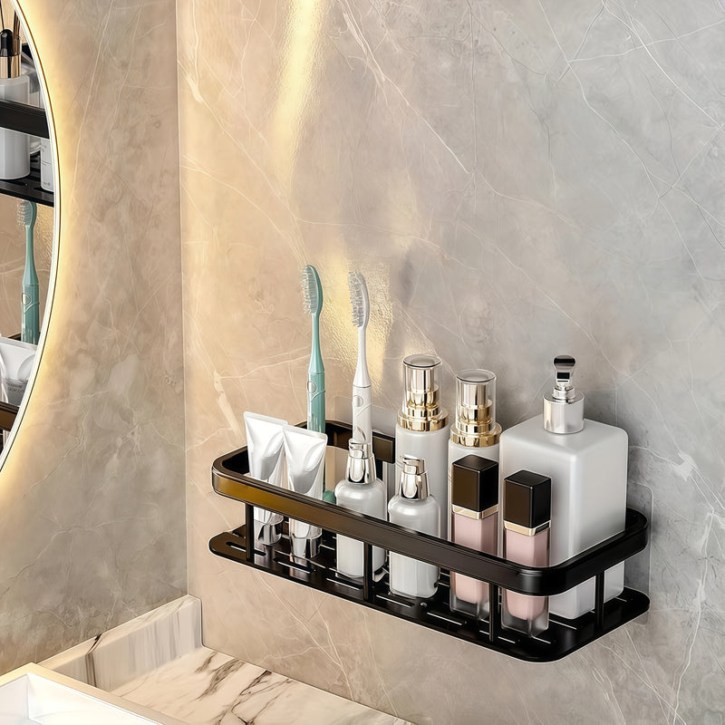 Organizador de ducha montado en pared, gran capacidad, instalación sin taladros, portajabones flotante para baño y cocina, ahorro de espacio, fácil de instalar, organizador de artículos de tocador y cosméticos