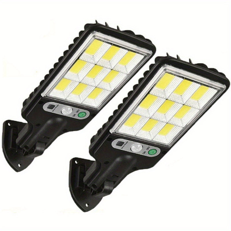 2 luces solares de sendero con sensor de movimiento y control remoto - IP44, resistentes al clima, luces LED amarillas para jardín, garaje, patio trasero y patio, iluminación exterior | Luces solares | Luces resistentes al clima