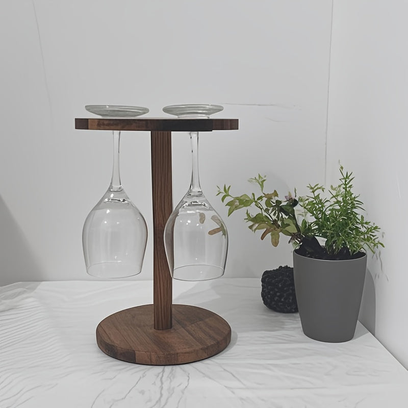 Soporte Premium para Copas de Vino en Madera - Diseño Circular con Detalles Dorados, Base Robusta para Estabilidad, Protege Superficies del Condensado, Decoración Elegante para Barra y Comedor, Acabado Natural, Acento Contemporáneo para Mesas