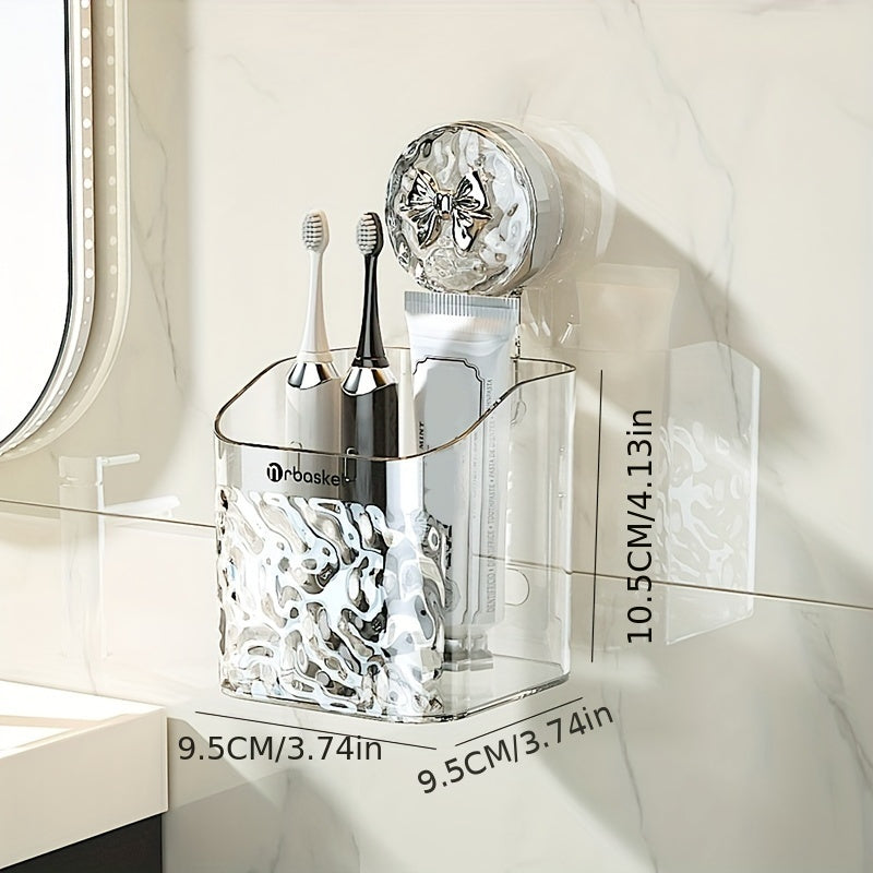 Organizador de Baño con Ventosa de Fácil Instalación - Cesta de Almacenamiento Montada en la Pared para Artículos de Aseo, Sin Necesidad de Taladrar, Decoración de Regalo para Navidad/Halloween