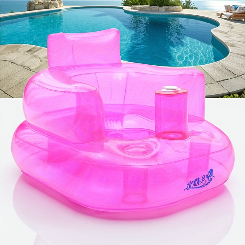 1pc Silla de Estudio Inflable Portátil con Bomba de Aire Incorporada, Diseño Ergonómico, Material Grueso y Duradero de PVC, Rosa y Azul, Multifunción para Baño, Camping, Piscina y Playa