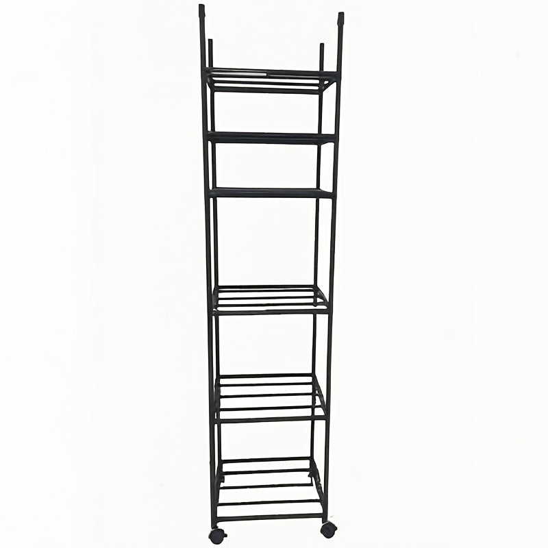 Carro de almacenamiento de metal de 6 niveles con ruedas y ganchos - Organizador modular de gran capacidad para cocina, baño, armario, despensa - Mueble multiusos que ahorra espacio (negro), carro de cocina con ruedas, unidad de estanterías versátil, dis