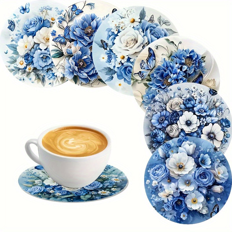 8 Piezas de Posavasos de Madera con Tema Floral, Resistentes al Calor, Decorativos para Café y Té, Ideales para Hogar o Restaurante, Regalo Perfecto para Padres y Amigos