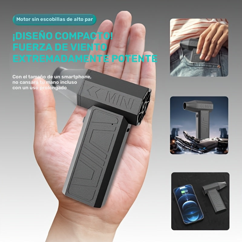 Limpiador de aire comprimido portátil, 90000RPM, 3 modos de soplador ajustables, carga USB, batería recargable de litio de 4000mAh, tensión de funcionamiento de 24V, material ABS, kit de accesorios incluido