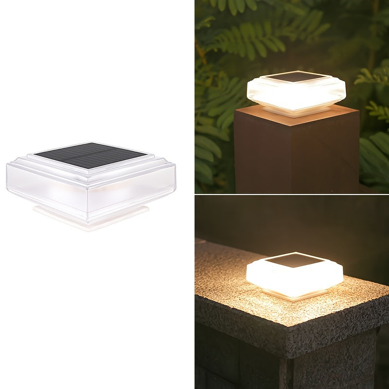 (1pc/Caja) Luz de columna solar IP44 para exterior Luz de jardín Luz de villa de barandilla de cerca Luz de columna nueva