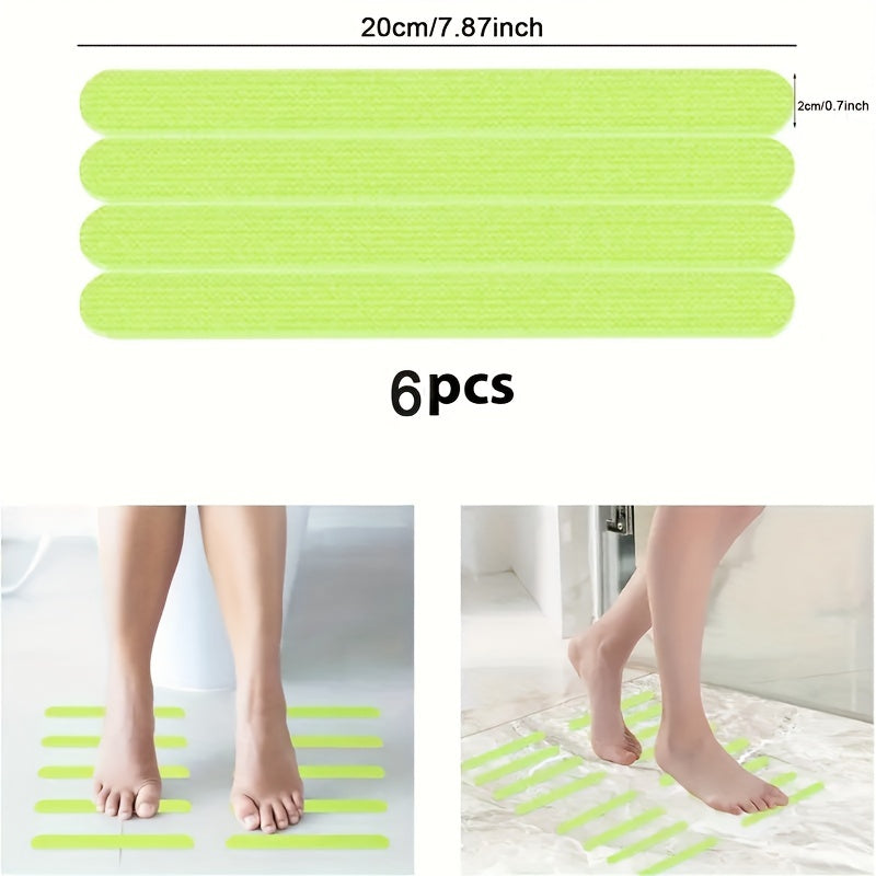 6 Piezas, Pegatinas Impermeables Y Antideslizantes Que Brillan En La Oscuridad, Tiras Antideslizantes Autoadhesivas Que Brillan En La Oscuridad Para Escalones Y Escaleras, Tiras Antideslizantes Fluorescentes Para Bañeras De Baño