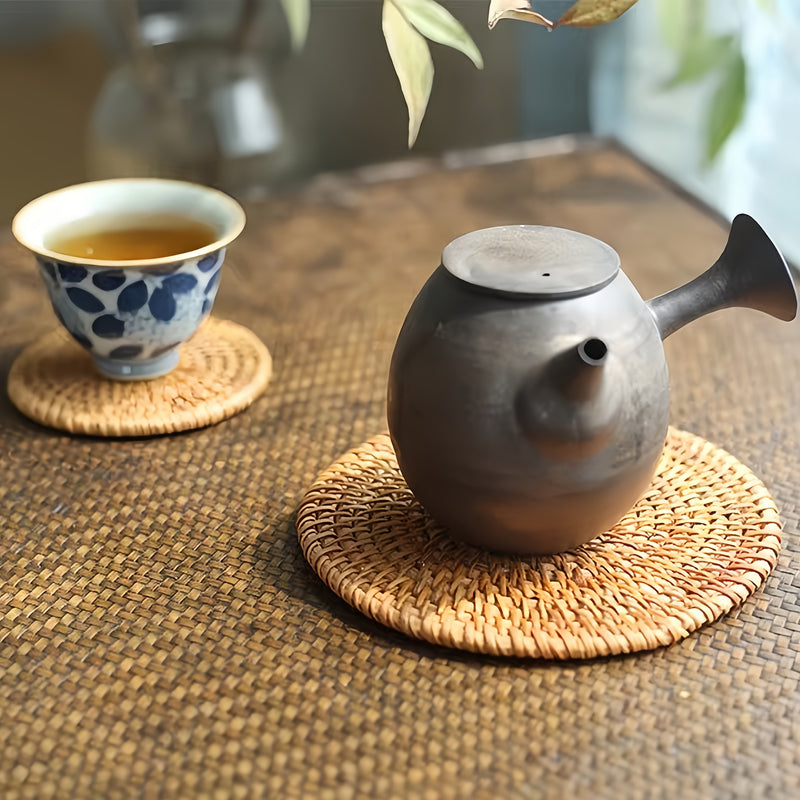 Posavasos de Ratán, Juego de Té, Soporte para Ollas de Enredadera Hecho a Mano, Tapete de Bambú - Resistente al Calor para Tazas y Vajilla