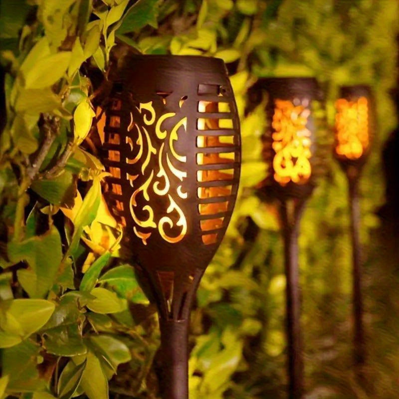 4/8/12 piezas, luces de llama solares, luces de linterna, luces LED al aire libre, adecuadas para patio, césped, entrada, decoraciones de fiesta, Navidad, Halloween, decoraciones de Año Nuevo, regalo