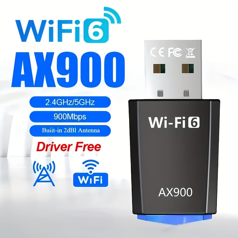 Adaptador Mini USB WiFi6 AX900 - Plug and Play, banda dual 2.4/5G, sin necesidad de controladores, compatible con dispositivos inteligentes - Transmisor receptor de red de alta velocidad