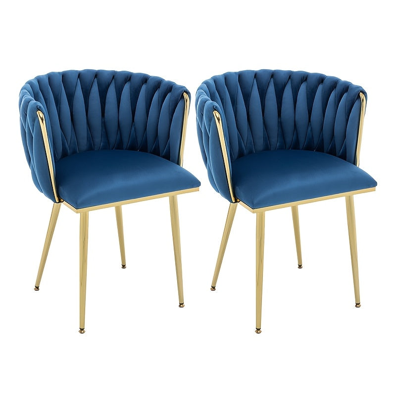 2 piezas de sillas de comedor tapizadas de terciopelo de estilo clásico, respaldo sólido, estructura de metal, diseño de tejido elegante, con mantenimiento de limpieza, para cocina, cafetería, sala de estar - Compatible con pisos duros, sin materiales de