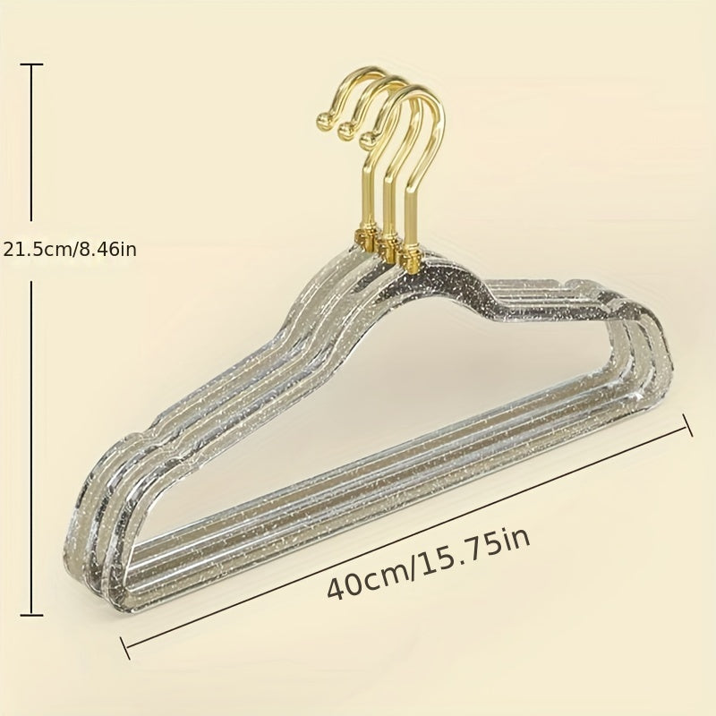5/10 Uds. Perchas Transparentes Con Purpurina, Perchas Antideslizantes Que No Dejan Marcas, Perchero Para Colgar La Ropa Del Dormitorio Del Hogar, Perchas Gruesas Sin Rastro