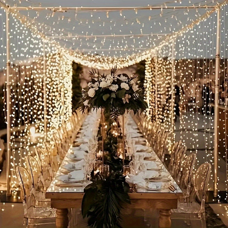100/200/300/600 LED Luces de cuerda contemporáneas alimentadas por USB, Cortina de luces multicolor/blanco para interior/exterior, Navidad, boda, fiesta, cumpleaños, decoraciones de vacaciones, Sin plumas, ≤36V