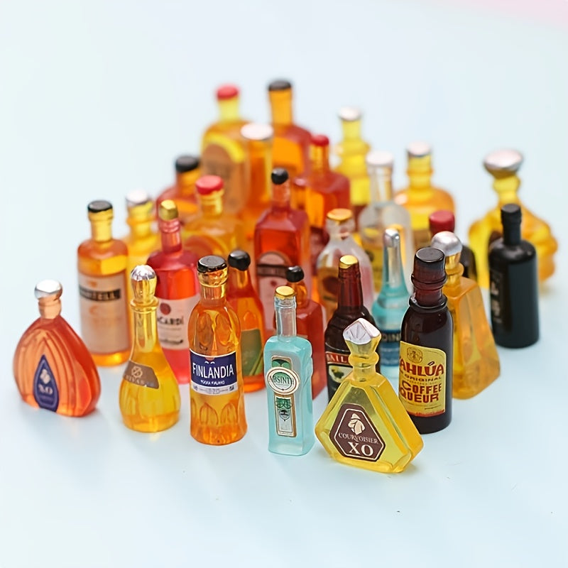 Juego de 20 piezas de decoración de botellas de vino en resina simulada, colores vibrantes mezclados, ideal para manualidades, accesorios de barra, fundas de teléfono, horquillas, aretes y decoraciones de fiesta