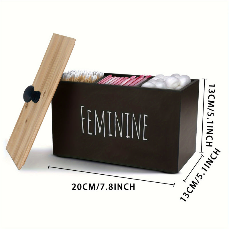 Organizador de Toallas Sanitarias para Baño en Madera Sólida, Caja de Almacenamiento Escritorio "Cielo y Tierra" - Utilidad Doméstica