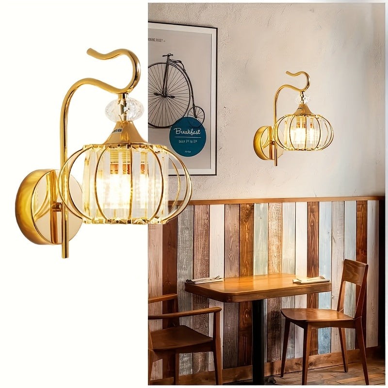 1pc Aplique de Pared de Hierro y Cristal Moderno, Aplique de Pared Ajustable con Cristales, Lámpara de Noche para Dormitorio, Iluminación Doméstica, Lámparas Modernas con Pantalla de Acrílico, Aplique de Pared para Sala o Pasillo E27 (Bombilla no Incluid