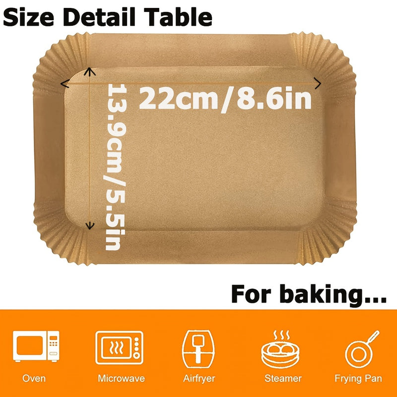 Folios de papel de hornear desechables para freidor de aire de doble zona, 100/200 piezas, rectangulares, 8,6" x 5,5", adecuados para otros freidores de aire de doble cesta. Regalo perfecto para familiares y amigos.