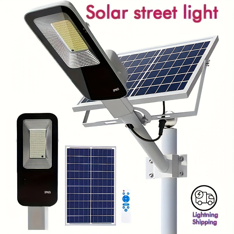 Luz solar para exteriores con 350 LED - 6500K, control remoto, fácil instalación para garaje, jardín, terraza