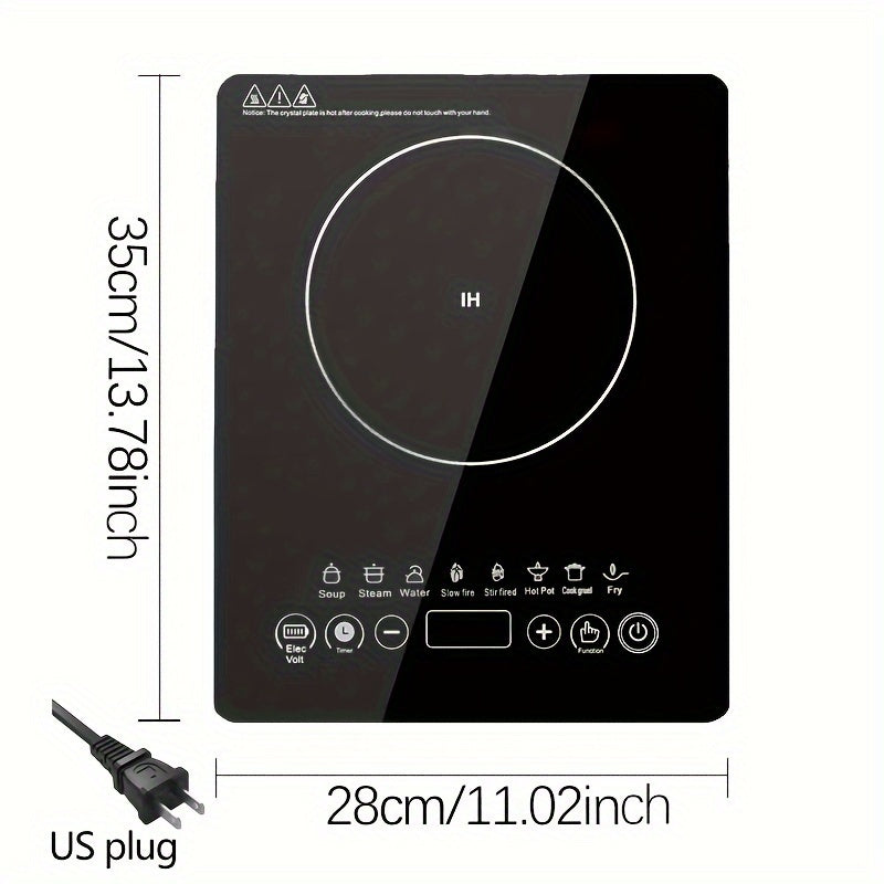 Encimera de Inducción Portátil con Panel Táctil de Cristal , Quemadores Eléctricos para Cocinar, Estufa Portátil, Placas Calientes para Cocina, Encendedor Único