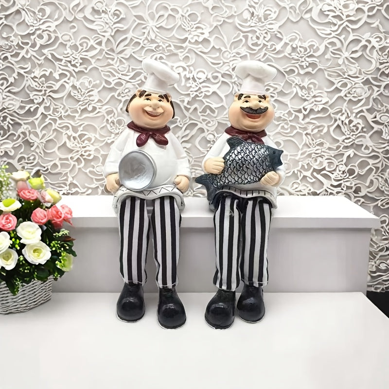 1 par de muñecos de pierna de pantalón decorativos de resina para chef, pareja de chefs americanos para cocina, cafetería, pastelería, restaurante occidental, colección de esculturas de chef para decoración del salón