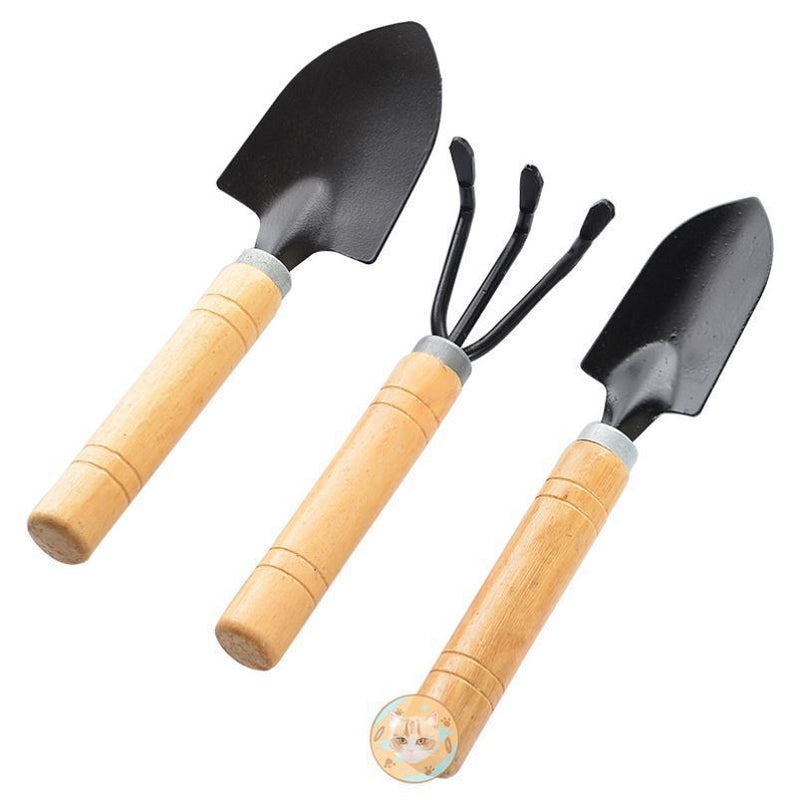Un conjunto de tres piezas de jardinería de suculentas, herramientas de macetas para el hogar, pala para plantar flores, rastrillo y herramienta para suelto de suelo, conjunto de tres piezas.