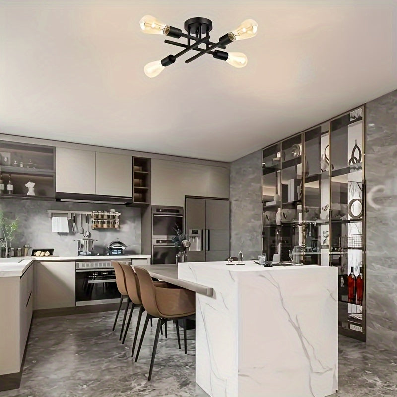1pc Lámpara de Techo Industrial Moderna - Base con Portalámparas E26/E27, Instalación Directa para Sala, Dormitorio, Cocina, Escaleras - Compatible con Bombillas Edison (Bombillas No Incluidas) - Ideal para Decoración Mid-Century, Industrial, Rústica, Ap